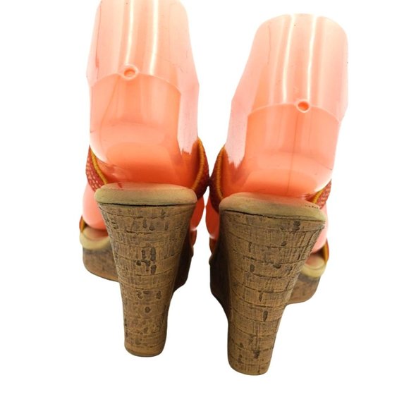 Vintage Cherokee Sandals Strappy Shoes Wedge Heels Metallic Gold Tinsel Womens 6 - Picture 7 of 10